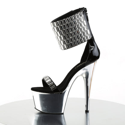 Pleaser Sandali da donna ADORE-789RS BLK / SLV Chrome
