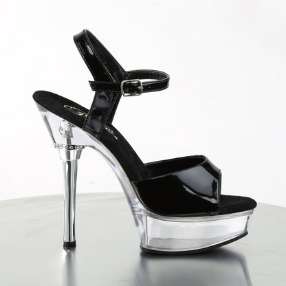 Pleaser Sandali da donna ALLURE-609 BLK PAT / CLR