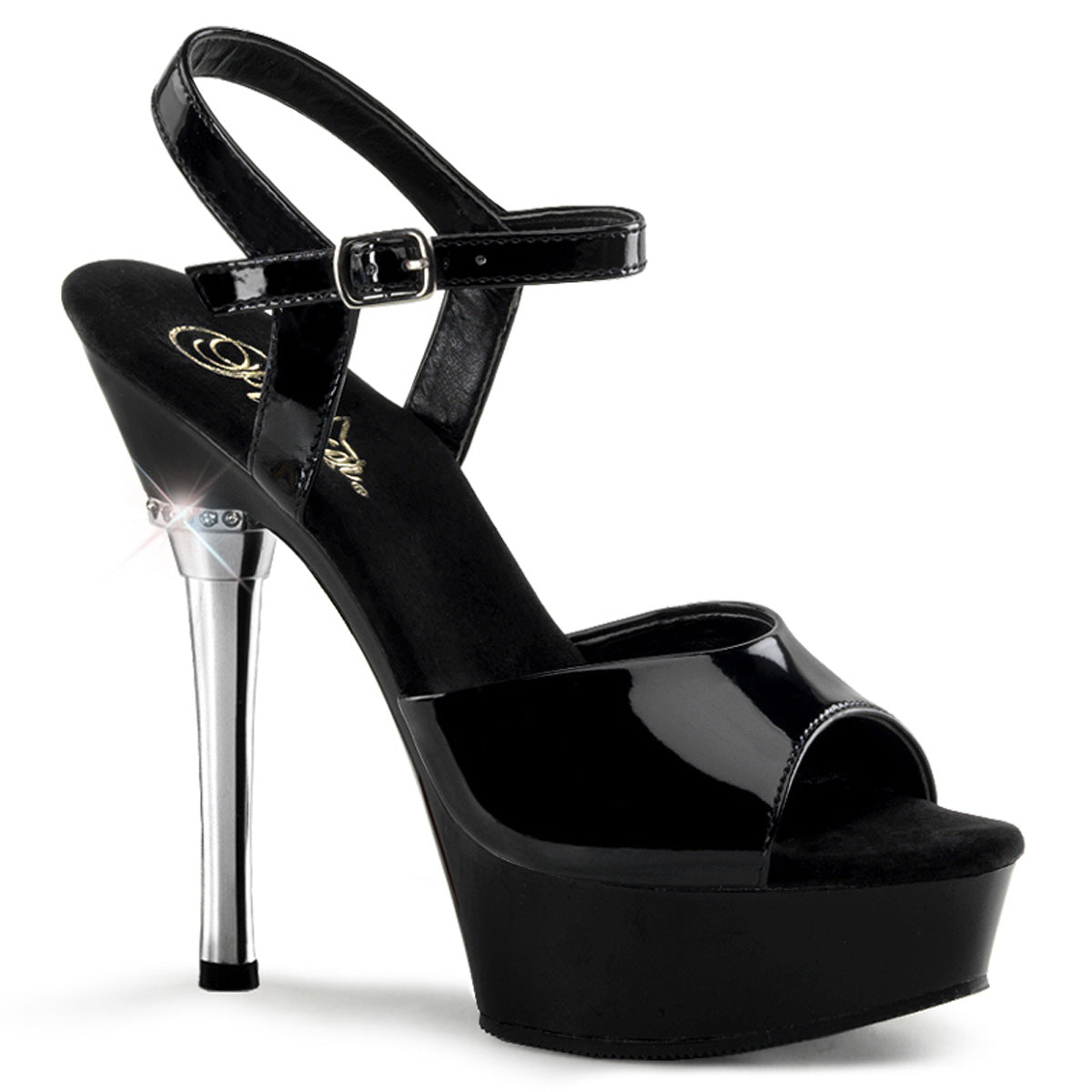 Pleaser Sandali da donna ALLURE-609 BLK PAT / BLK