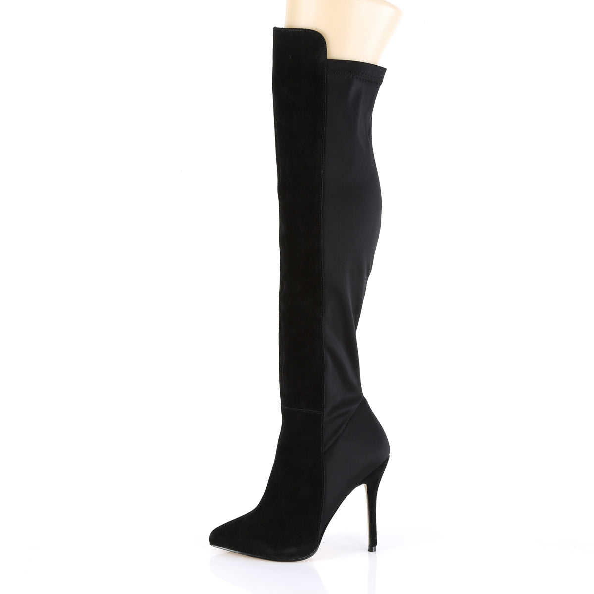 Pleaser Stivali da donna AMUSE-2018 BLK Suede Suede-Nylon