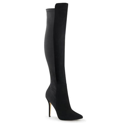 Pleaser Stivali da donna AMUSE-2018 BLK Suede Suede-Nylon