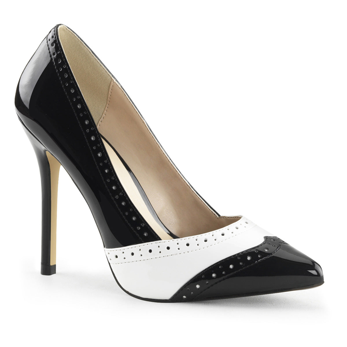 Pleaser Pompe da donna AMUSE-26 BLK-WHT Pat