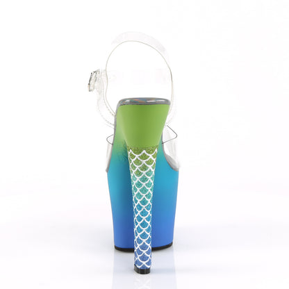 Pleaser Womens Sandals ARIEL-708OMBRE Clr/Green-Blue Ombre