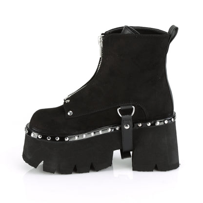 DemoniaCult Womens Ankle Boots ASHES-100 Blk Vegan Suede-Blk V. Le