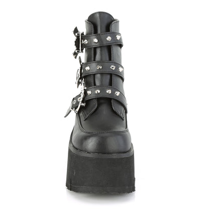 DemoniaCult Womens Ankle Boots ASHES-55 Blk Vegan Leather