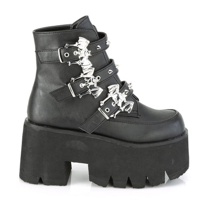 DemoniaCult Womens Ankle Boots ASHES-55 Blk Vegan Leather