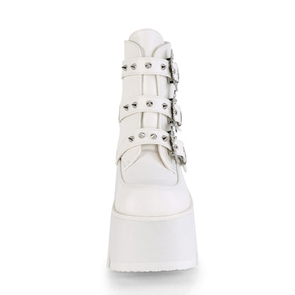 DemoniaCult Womens Ankle Boots ASHES-55 Wht Vegan Leather