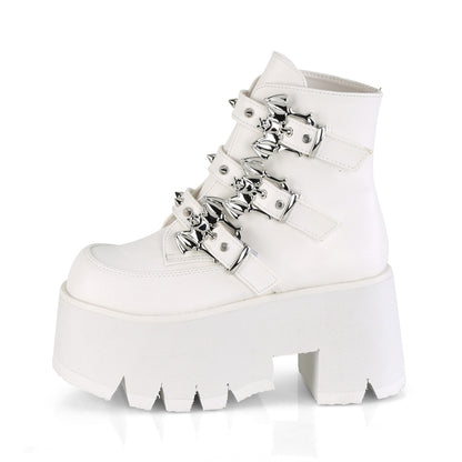 DemoniaCult Womens Ankle Boots ASHES-55 Wht Vegan Leather
