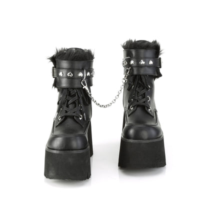 DemoniaCult Womens Ankle Boots ASHES-57 Blk Vegan Leather