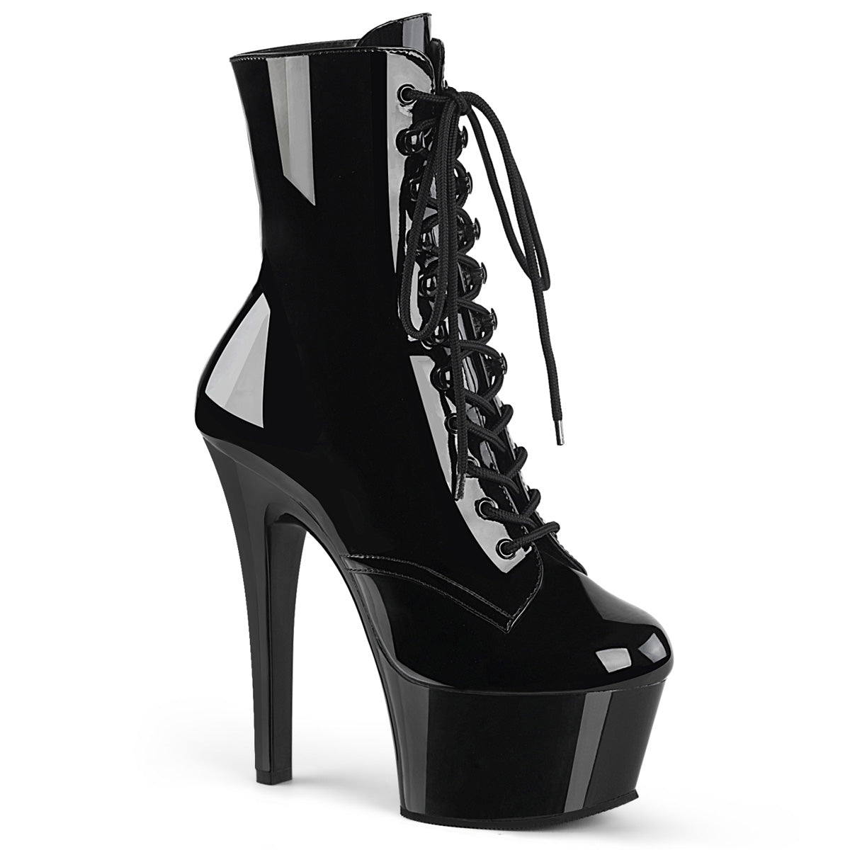 Pleaser Womens Ankle Boots ASPIRE-1020 Blk Pat/Blk