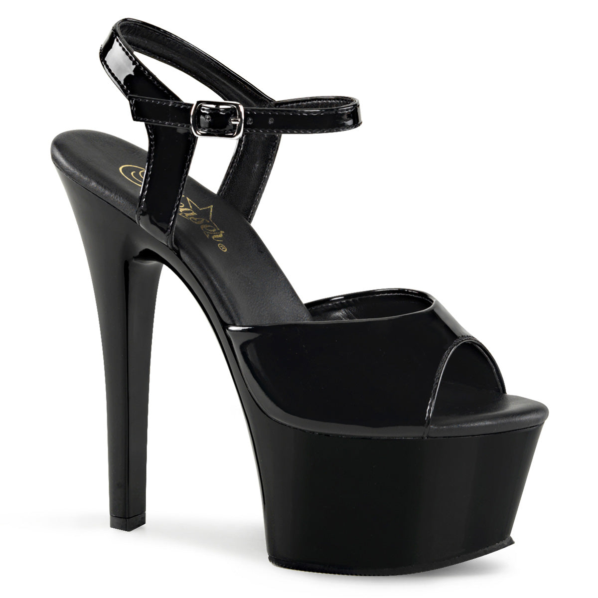 Pleaser Womens Sandals ASPIRE-609 Blk Pat/Blk