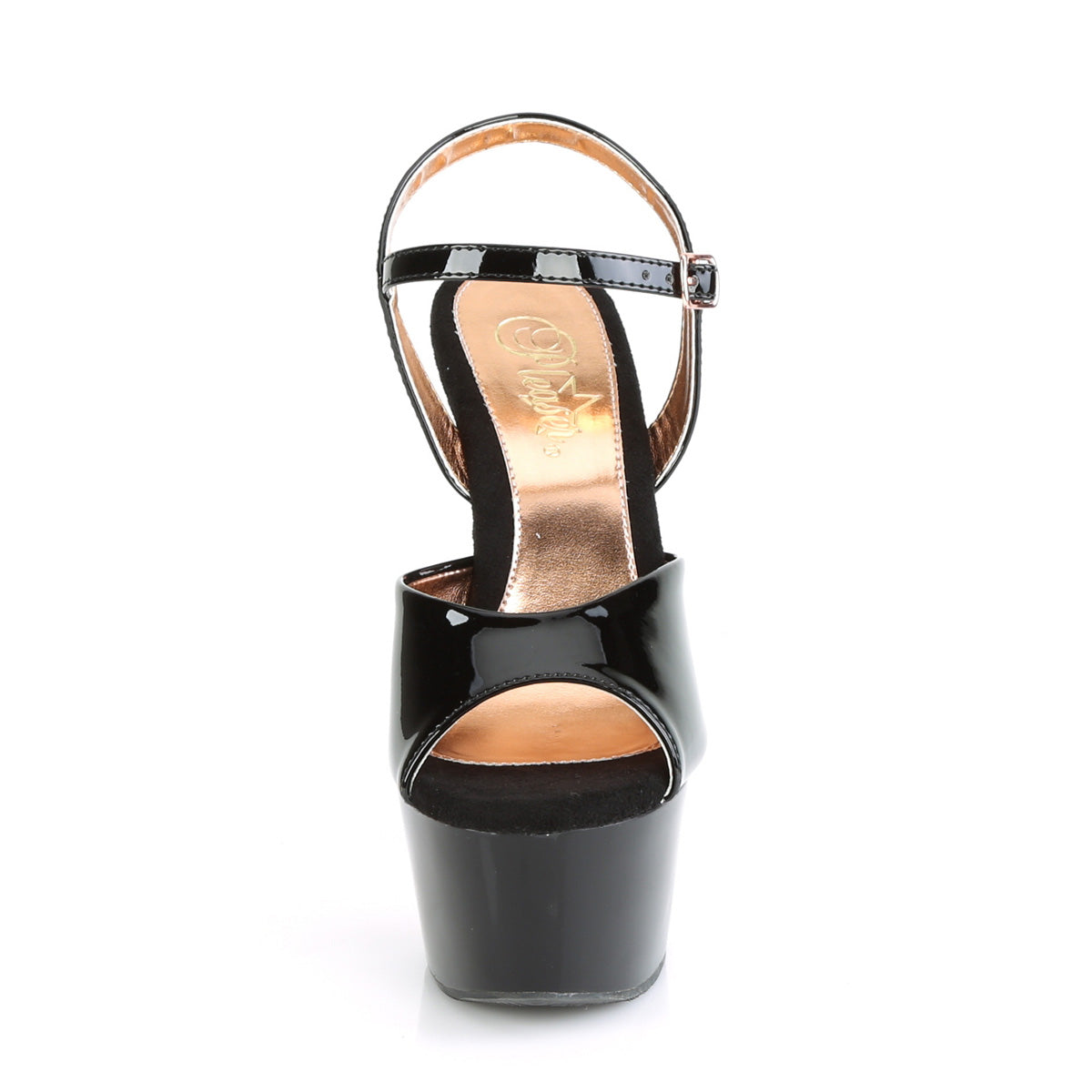 Pleaser Sandali da donna ASPIRE-609tt BLK PAT / BLK-Rose Gold Chrome