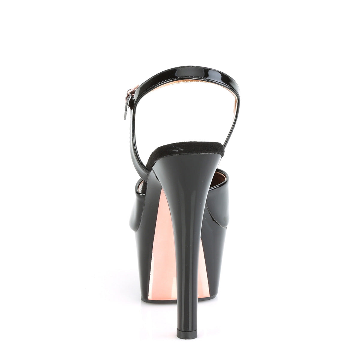 Pleaser Sandali da donna ASPIRE-609tt BLK PAT / BLK-Rose Gold Chrome