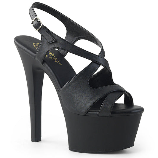 Pleaser Womens Sandals ASPIRE-630 Blk Faux Leather/Blk Matte