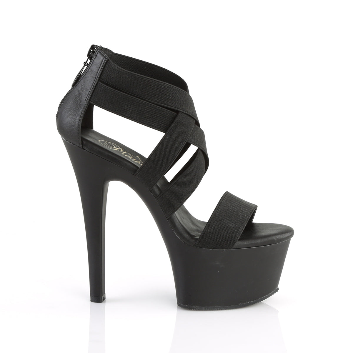 Pleaser Sandali da donna ASPIRE-669 BLK Elastic Band-Ecox Leather / Blk Matte