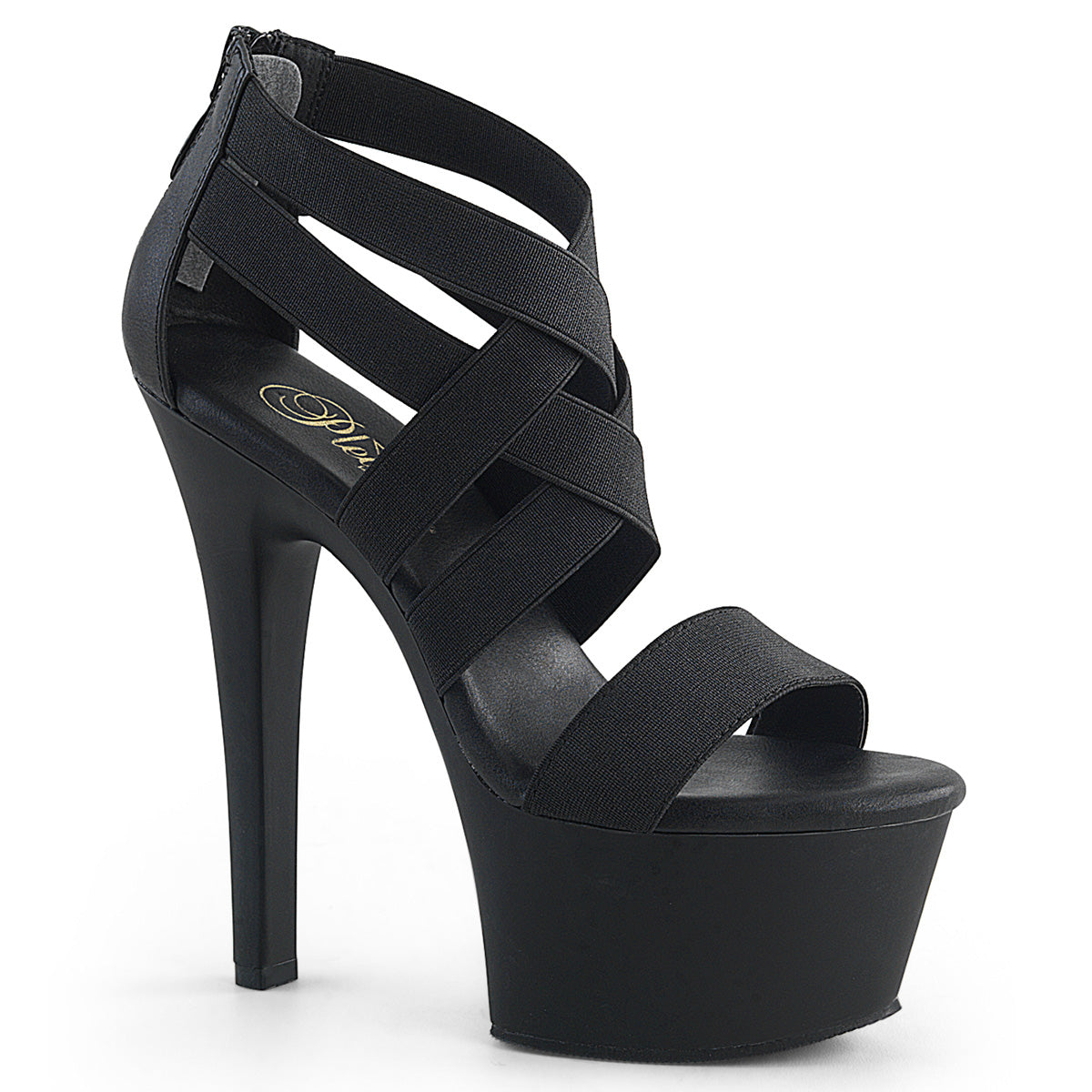 Pleaser Sandali da donna ASPIRE-669 BLK Elastic Band-Ecox Leather / Blk Matte