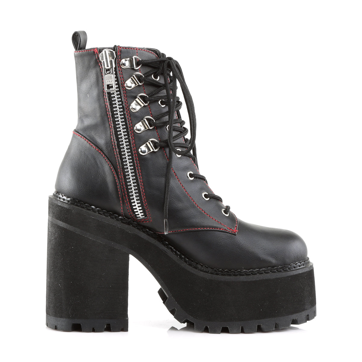 DemoniaCult Womens Ankle Boots ASSAULT-100 Blk Vegan Leather