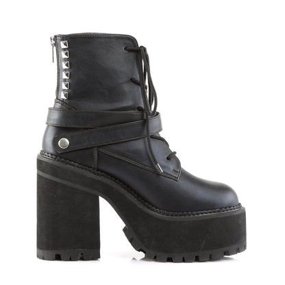 DemoniaCult Stivali alla caviglia femminile ASSAULT-101 pelle vegana BLK