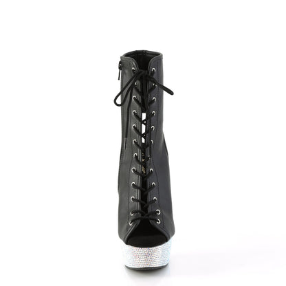 Pleaser  Ankle Boots BEJEWELED-1016-6 Blk Faux Leather/Slv AB RS