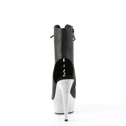 Pleaser  Ankle Boots BEJEWELED-1016-6 Blk Faux Leather/Slv AB RS