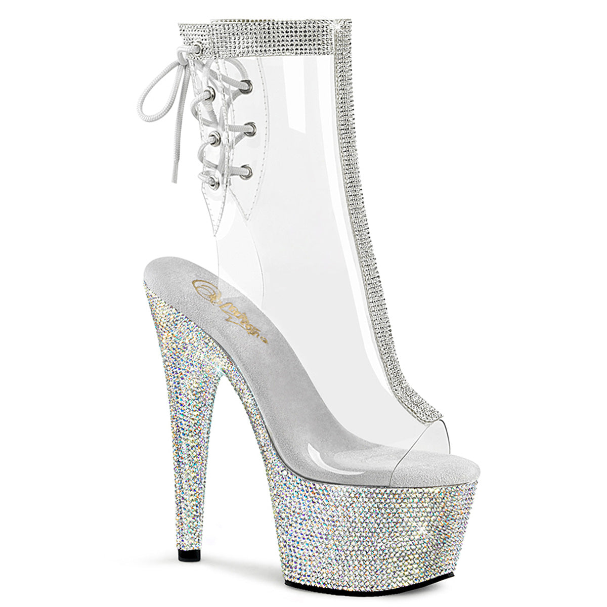 Pleaser Stivaletti da donna BEJEWELED-1018C-2RS CLR / SLV Rs