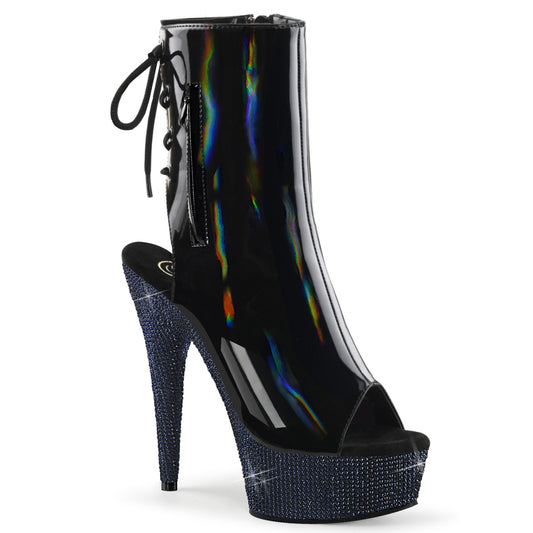 Pleaser  Stivali alla caviglia BEJEWELED-1018dm-6 blk holo pat/mezzanotte blk rs