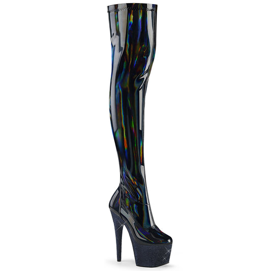 Pleaser  Stivali BEJEWELED-3000-7 BLK Str Holo Pat/Midnight BLK RS
