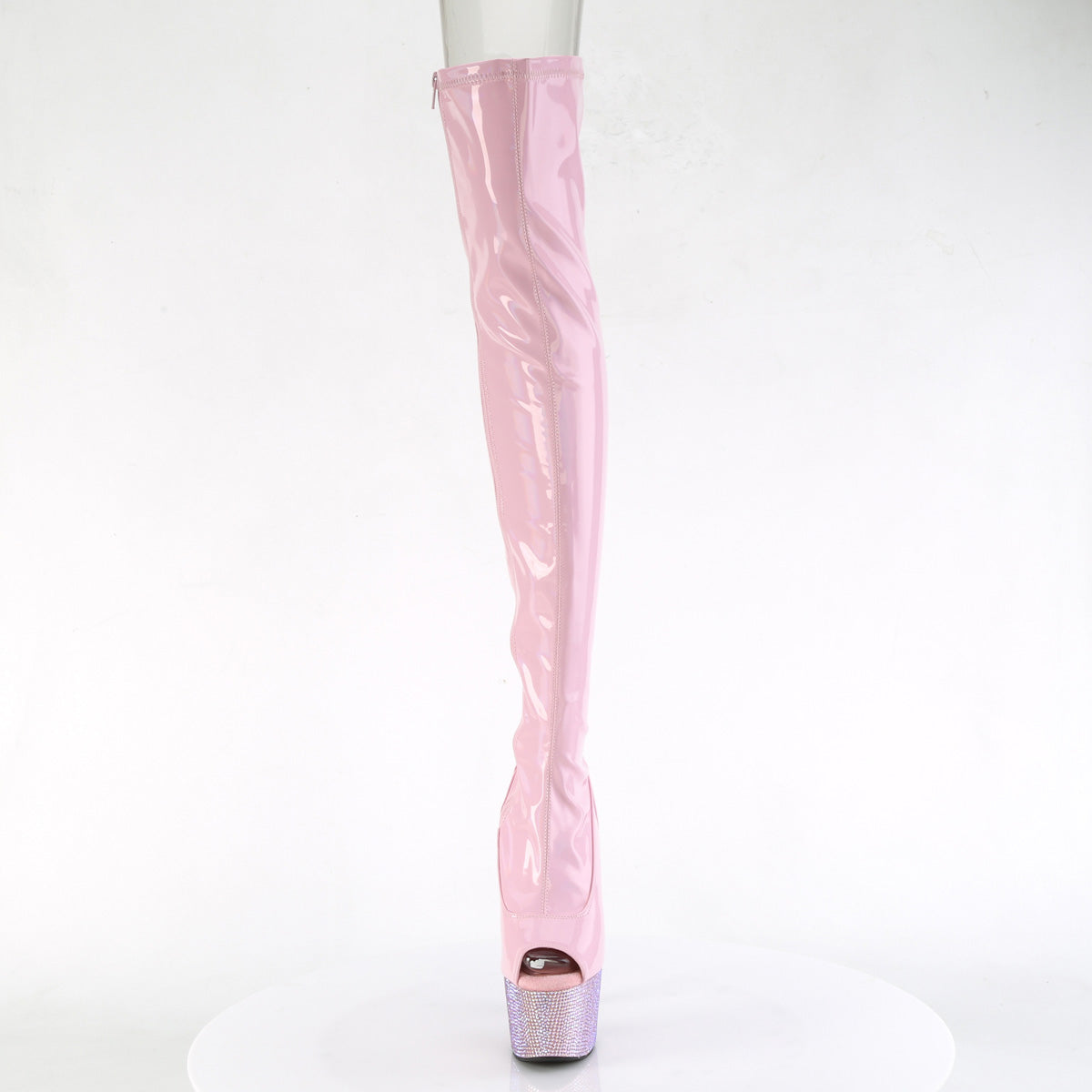 Pleaser  Boots BEJEWELED-3011-7 B. Pink Str Holo Pat/B. Pink AB RS