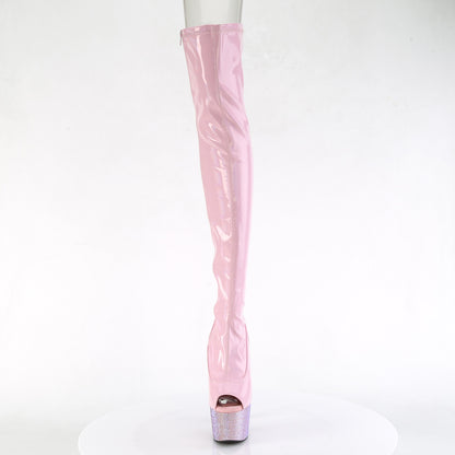 Pleaser  Boots BEJEWELED-3011-7 B. Pink Str Holo Pat/B. Pink AB RS