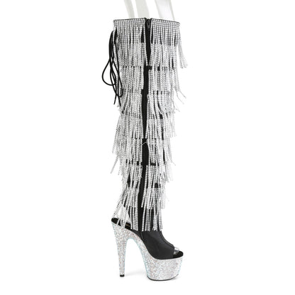 Pleaser Stivali da donna BEJEWELED-3019RSF-7 BLK FAUX PELLE-SLV / SLV MULTI RS