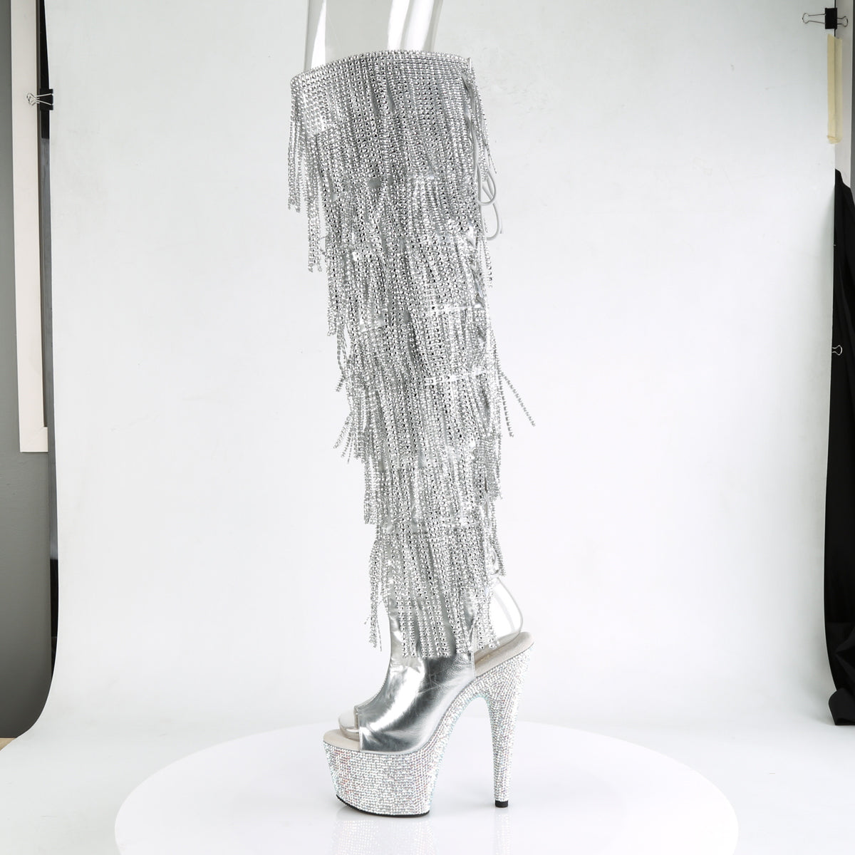 Pleaser Stivali da donna BEJEWELED-3019RSF-7 SLV Metallico PU-SLV / SLV MULTI RS