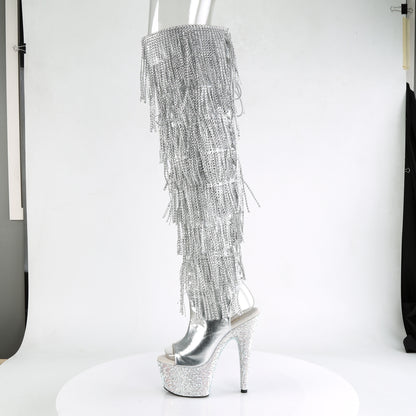 Pleaser Stivali da donna BEJEWELED-3019RSF-7 SLV Metallico PU-SLV / SLV MULTI RS