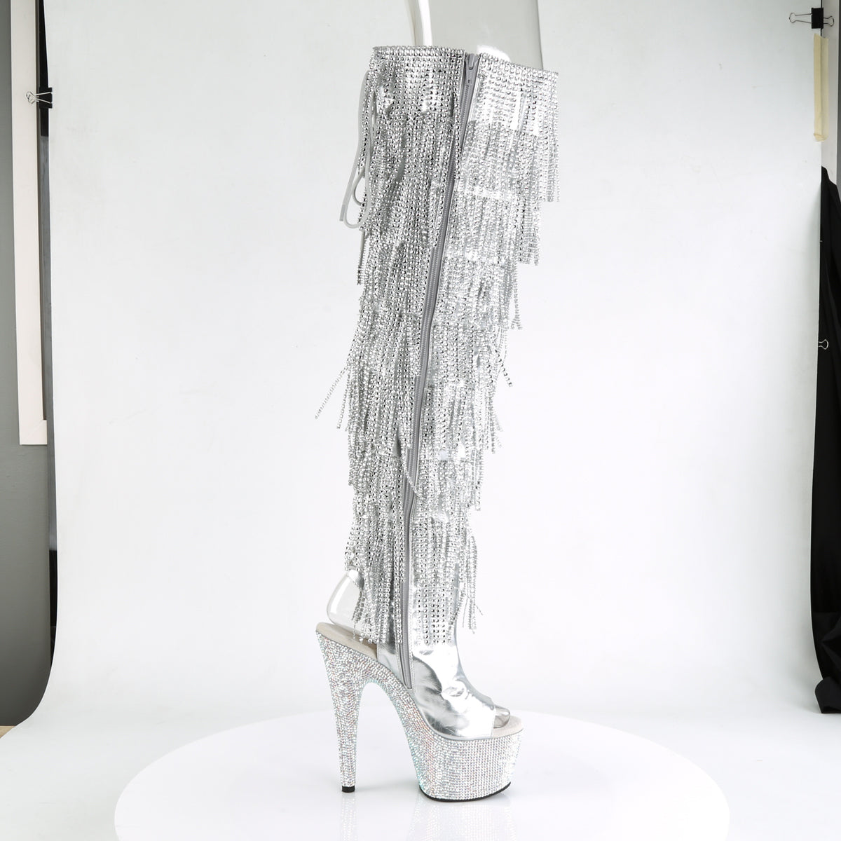 Pleaser Stivali da donna BEJEWELED-3019RSF-7 SLV Metallico PU-SLV / SLV MULTI RS
