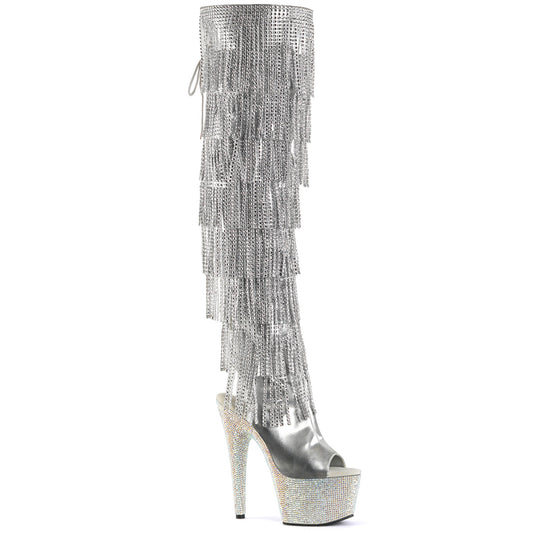 Pleaser Stivali da donna BEJEWELED-3019RSF-7 SLV Metallico PU-SLV / SLV MULTI RS