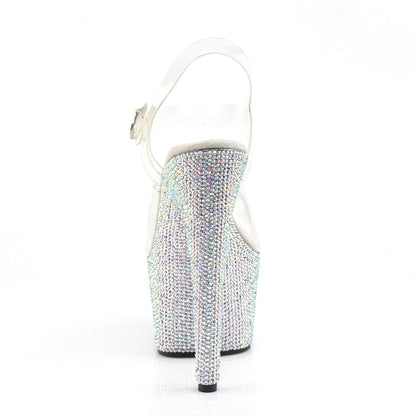 Pleaser Womens Sandals BEJEWELED-708DM Clr/Slv Multi RS