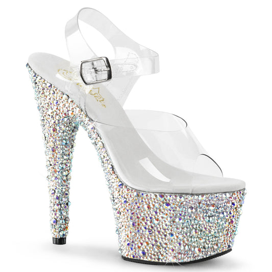 Pleaser Sandali da donna BEJEWELED-708ms CLR / SLV Multi Rs