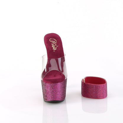 Pleaser Women's Platform Shoes BEJEWELED-712RS Clr/Fuchsia RS