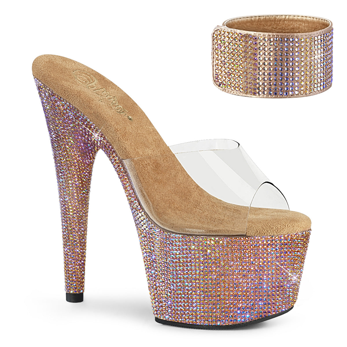 Pleaser Sandali da donna BEJEWELED-712RS CLR / ROSE GOLD MULTI RS