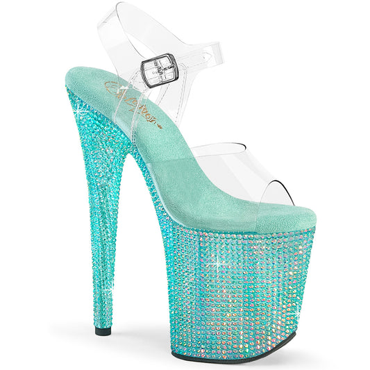 Pleaser   BEJEWELED-808RRS Clr/Aqua RS