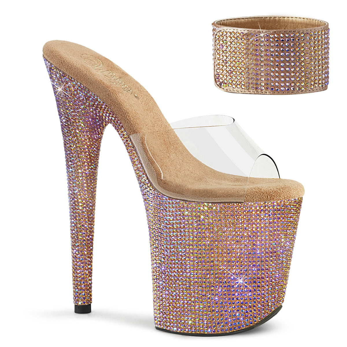 Pleaser Sandali da donna BEJEWELED-812RS CLR / ROSE GOLD MULTI RS
