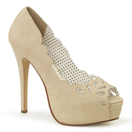 Pin Up Couture Womens Pumps BELLA-30 Tan Faux Leather