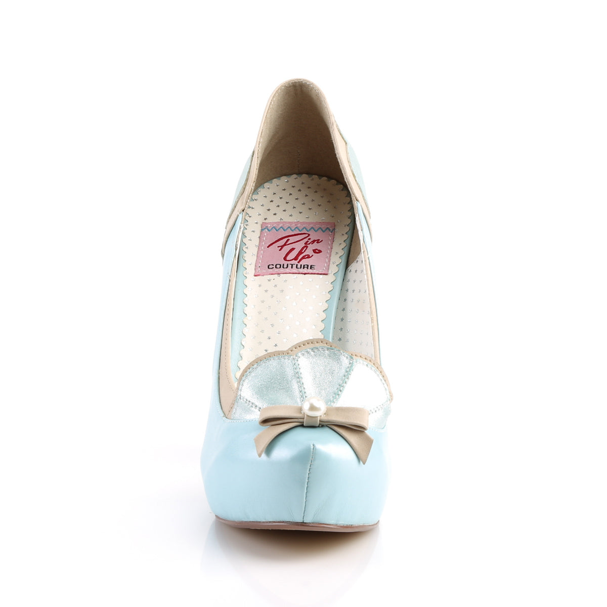 Pin Up Couture Womens Pumps BETTIE-20 B. Blue-Tan Faux Leather