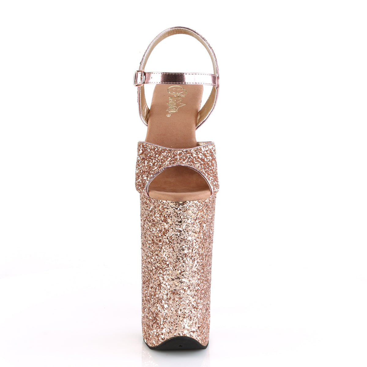 Pleaser Womens Sandals BEYOND-010LG Rose Gold Glitter/Rose Gold Glitter