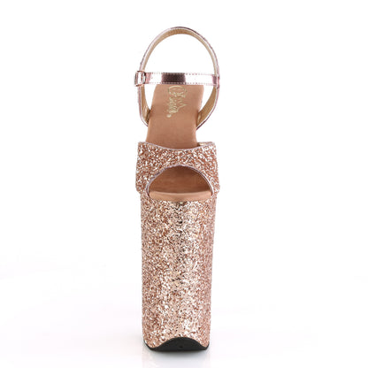 Pleaser Womens Sandals BEYOND-010LG Rose Gold Glitter/Rose Gold Glitter