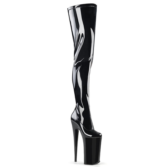 Pleaser Womens Boots BEYOND-4000 Blk Stretch Pat/Blk
