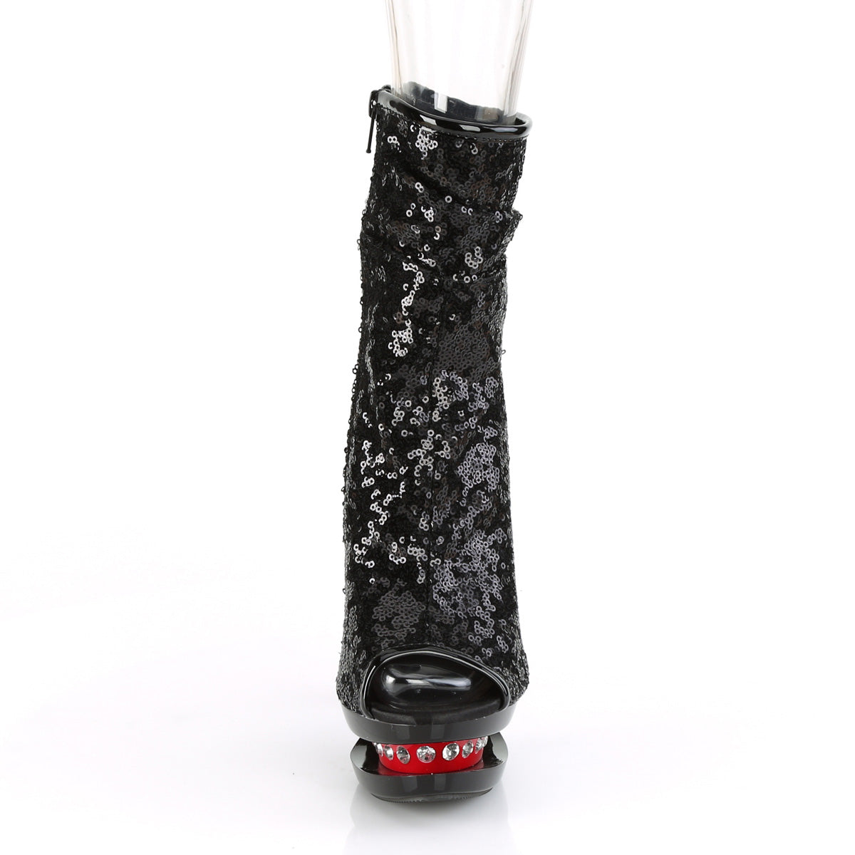 Pleaser Stivaletti da donna BLONDIE-R-1008 BLK Paillettes / BLK-RED