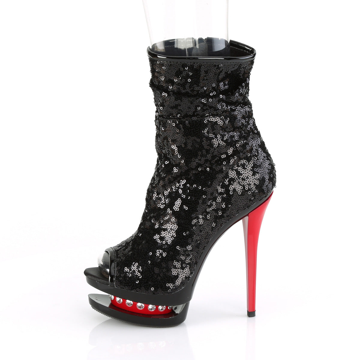 Pleaser Stivaletti da donna BLONDIE-R-1008 BLK Paillettes / BLK-RED