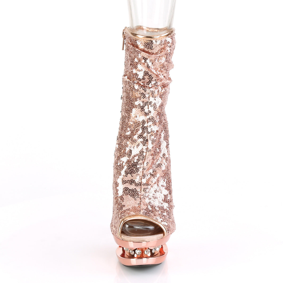 Pleaser Stivaletti da donna BLONDIE-R-1008 Paillettes in oro rosa / oro rosa cromato