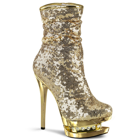 Pleaser Stivaletti da donna BLONDIE-R-1009 paillettes d'oro / oro cromato