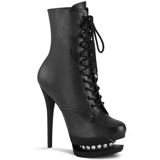 Pleaser Stivaletti da donna BLONDIE-R-1020 cuoio nero in ecopelle / nero opaco